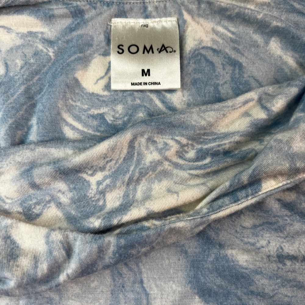 Soma Blue White Marble Swirl Print Chemise Nightgown Sleep Dress Womens Medium - Picture 5 of 7